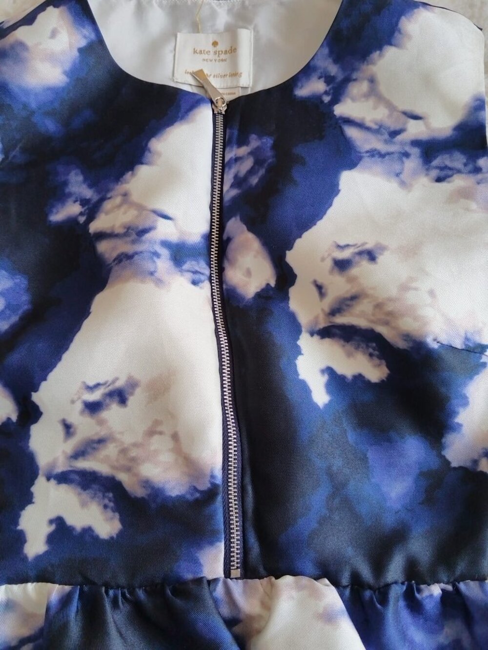 kate spade Blue and White Cloud-Print Sleeveless Mini Dress - Picture 4 of 14
